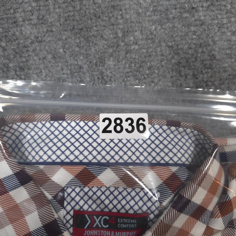 Johnston & Murphy Shirt Mens XL Plaid XC4 Extreme Comfort Flip Cuff Button Up - Picture 11 of 11